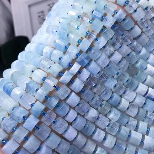 AQUAMARINE Roundel Faceted 8*6mm For DIY Jewelry Making Loose Beads FPPJ Wholesale Nature