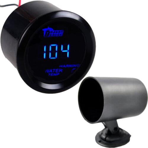 EE support 2" 52mm Shell Car Auto Digital Clock Blue LED Fahrenheit F Water Temp Gauge + Holder Sale