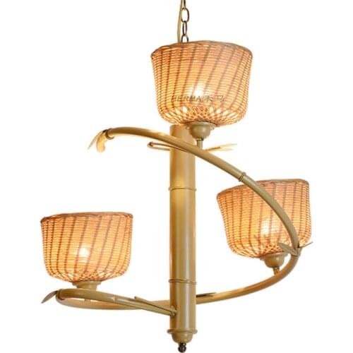 Southeast Asia Bamboo Pendant Lights Country House Field Hand-woven Lamps Dining Room Restaurant Bar Lantern Hanging Lights