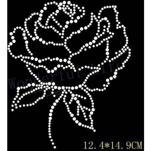 Free shipping nice flower hotfix rhinestones transfer design motif bling for clothing