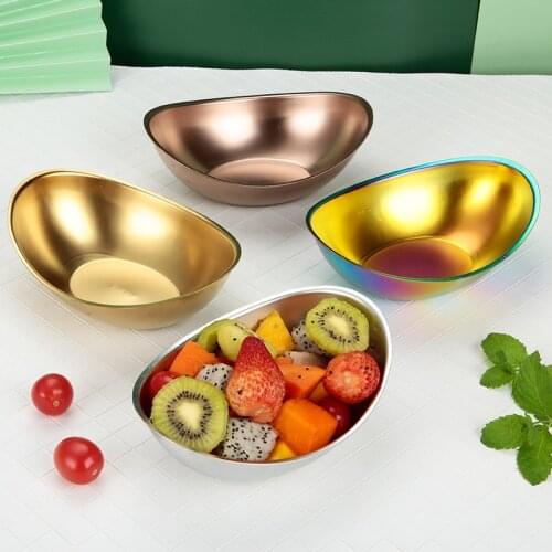 Golden Sauce Dish Appetizer Serving Tray 304 Stainless Steel Sauce Dishes Spice Plates Kitchen Supplies Plates Spice Dish Plate
