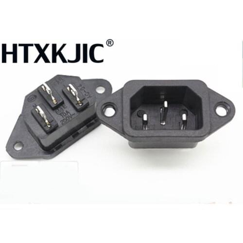 CES-10 Pcs Black 3 Pins IEC320 C14 Inlet Power Plug Socket AC 250V 10A