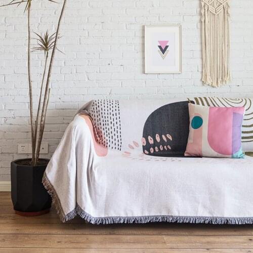 Tapestries Casual Decorative Thread Throw Blanket for Bed Sofa with Tassel Boho Decor Bohemian Decoration for Home Piano Cover