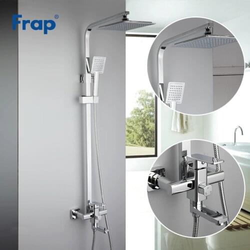 Frap Chrome shower faucets set bathtub mixer faucet bath rain shower tap bathroom ABS shower head stainless shower bar F2420