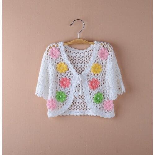 2021 White Hollow Girls Cardigan Beach Outerwear Summer Sweater Jacket Girls Coat 1 2 3 4 6 8 10 Years Old Kid Clothes 185066