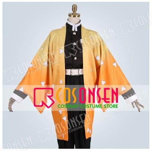 Demon Slayer Agatsuma Zenitsu Cosplay Costume Kimetsu no Yaiba Kimono COSPLAYONSEN All Size