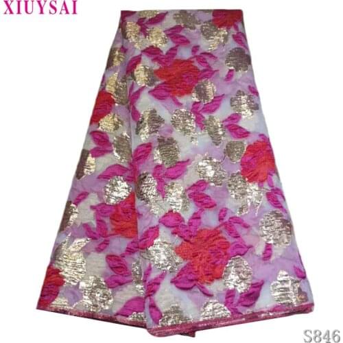 Latest African Lace Design Brocade Lace Fabrics 5 Yards/pcs Net Lace Fabrics Organza Fabrics For Sewing wedding dress SL846