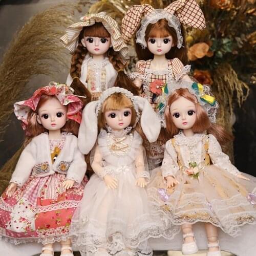 New 30cm 1/6 BJD Doll Little Girl Cute Dress 21 Removable Joint Doll DIY Toy Princess Beauty Makeup Doll Fashion Dress Gift Girl