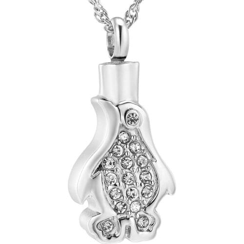 Cremation Urn Pendant Necklace for Ashes Stainless Steel Penguin Locket Ashes Holder Keepsake Memorial Jewelry
