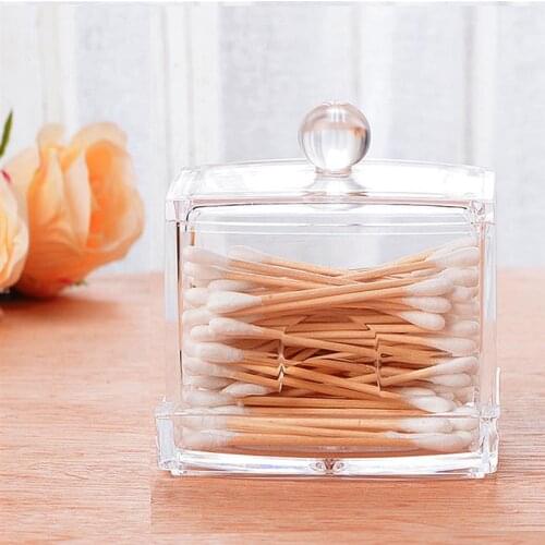 2 Pieces Square Q-tips Cotton Swabs Holder Cotton Swabs Storage Stand Rack Organizer Box Cosmetic Makeup Case