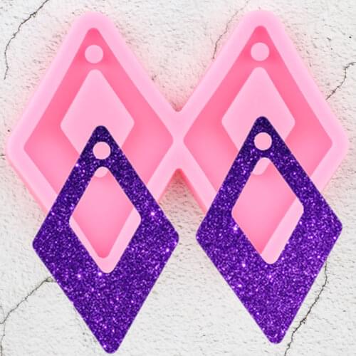 L/M/S Shiny Square Shape Epoxy Earrings Mold Fashion Jewelry Resin Silicone Molds DIY Craft Keychain Pendant Necklace Moulds