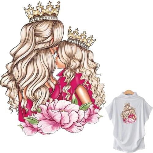 Princess Pattern Iron On Patches Dresses Stripe Hot Tear Thermal Transfer Diy T-Shirt Dresses New Design Stickers On Clothes