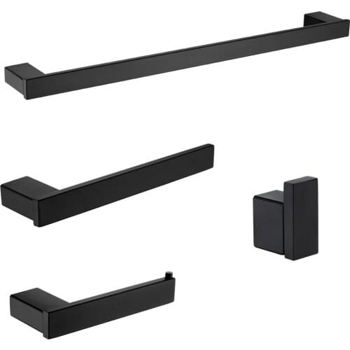 Matte Black Bathroom Hardware Set 304 Stainless Steel Towel Rack Paper Towel Holder Towel Bar Robe Hook Bathroom Accessories