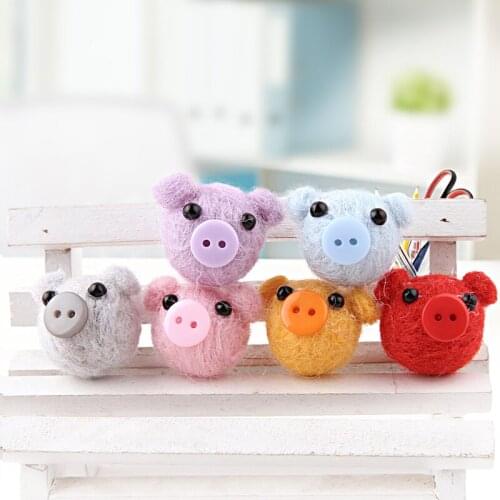 Min order 10pcs/lot cartoon animals utton big heads shape handmade wools felts diy jewelry garments/hair accessory
