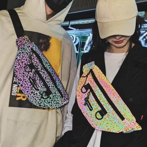 Mihaivina Trendy Reflective Chest Bag Women Fanny Pack Waist Belt Bags Men HipHop Crossbody Chest Packs Sports Phone Bag