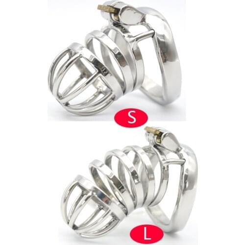 Male Stainless Steel Cock Cage Penis Ring Chastity Device Catheter with Stealth New Lock Adult Belt Sex Toy