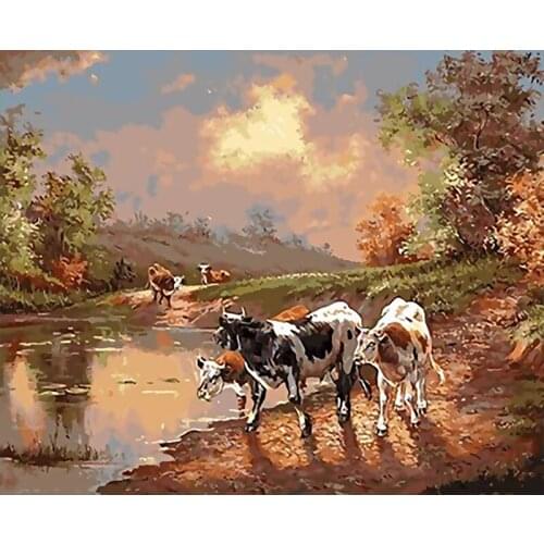 40x50cm Frame Diy Oil Digital Painting By Bumbers Kits Animal Horse Abstract Acrylic Paint By numbers For Adults Home Decors