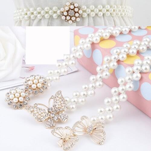 New Fashion Waist Elastic Buckle Pearl Belts For Women Strap Female Belt Accessories Dress Pasek Damski Crystal Women Belt