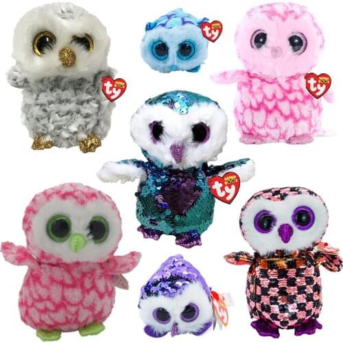 New Ty 6" 15 cm Beanie Boos Big Eyes Owl Series Cute Big Plushie Toy Appease Sleeping Stuffed Animal Doll Birthday Boy Girl Gift