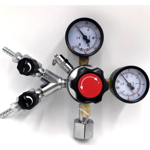 NEW Co2 Regulator 5/16 Barb with two Valve P/0-60/0-3000 for Homebrewing