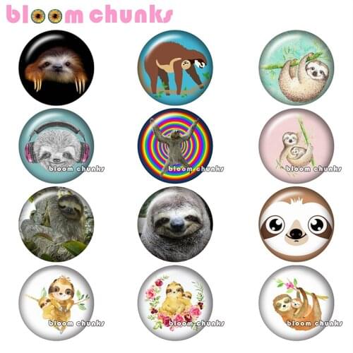 Cute sloth family Round photo glass cabochon demo flat back Making findings 12mm/18mm/20mm/25mm A9517