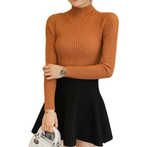 OHCLOTHING New winter half O neck long sleeved Pullover Sweater Shirt short stretch sweater slim girl