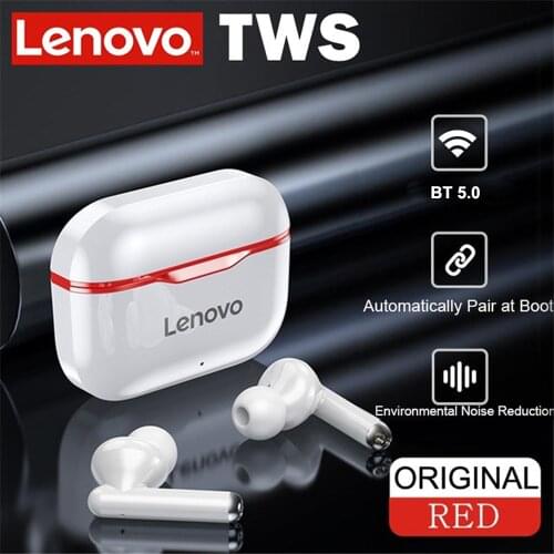 Original Lenovo LP1 Wireless Earphone Bluetooth 5.0 Headphones Dual Stereo Noise Reduction Bass TWS Headset Touch Control w/ Mic