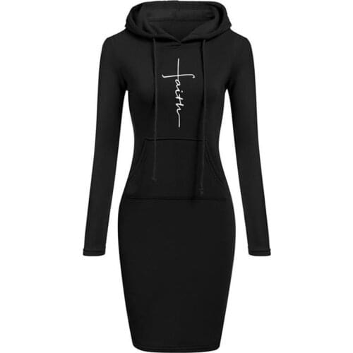Autumn Winter Hoodies Sweatshirts Women Faith Embroidered Sweatshirt Long Sleeve Hoodies Christmas Casual Warm Hooded Tops