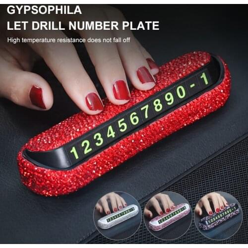 Car Temporary Parking Card Car Bling Kit Glittering Hidden Telephone Number Plate Magnetic Auto Park Stop Card Auto Accessories