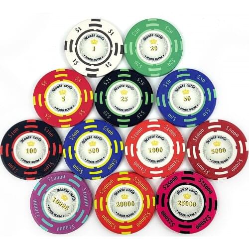 Customized 39*3.3mm Colorful Ceramic Poker Chips Monte Carlo 10g in Stock Factory