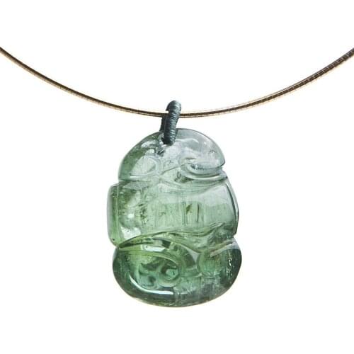 Genuine Natural Green Tourmaline Quartz Gemstone Pendant Woman Lady AAAAA Certificate 25*22*6mm