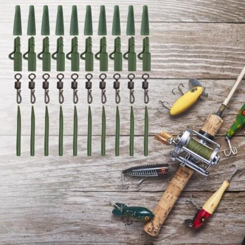 40Pcs Rolling Swivels Anti-Entanglement Sleeves Tail Rubber Carp Lead Clip Fishing Accessories Rolling Swivels