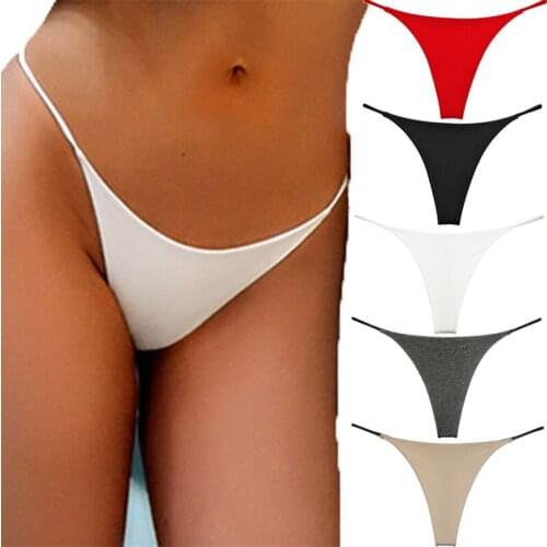 Simple Sexy G String Thongs Thin Low Waist Double Strap Thong Panties Women Lingerie Briefs Ladies Underpants Panty Intimate