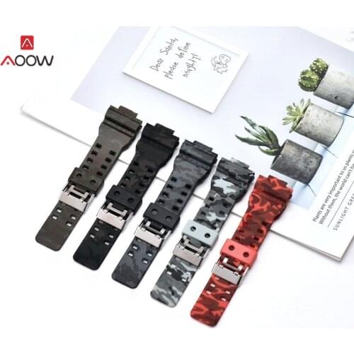 Watchband For Casio G shock Rubber Bands Men Sports Diving Black Camouflage Strap for Casio Replace Wrist Watch Belt