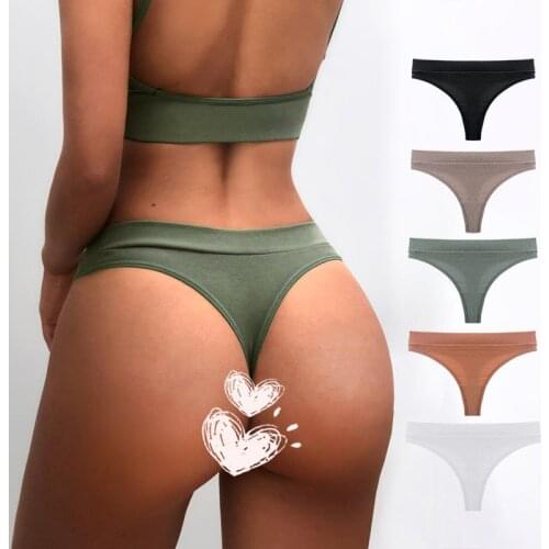 Sexy Lingerie Underpants G-string Panties Womens Underwear Sexy Running Female Cotton Thong Solid Color Pantys Lingerie S-XL