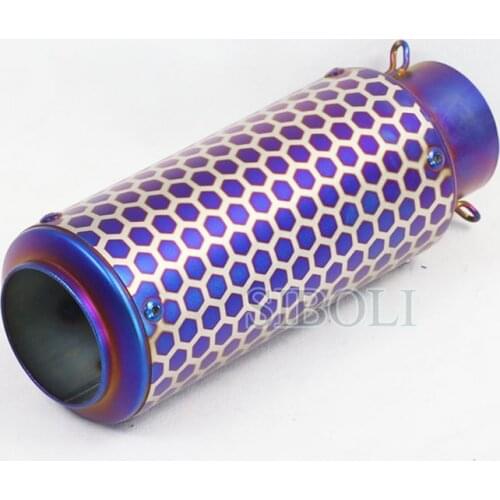 60mm Inlet Universal Motorcycle Exhaust Purple Grid Style Nice Pipe Stainless Steel Modify Motorcross Muffler With DB Killer