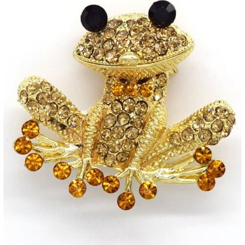 Yellow Rhinestone Frog Pin brooches Pendant C2159 G2