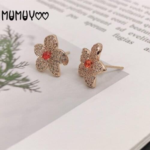 2020new high quality temperament romantic fashion full crystal flower shape female Stud Earrings women for girlfriend jewelry