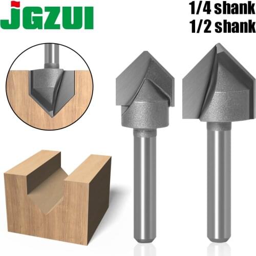1pcs 1/2" 1/4" Shank Industrial Grade Router Bits for wood 90 Deg V Type slotting cutter Tungsten Woodworking Carving TooL