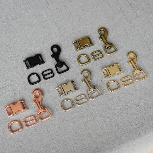 10 sets 15mm metal straps slider D ring release belt buckle for pet dog collar dog leash sewing DIY accessory