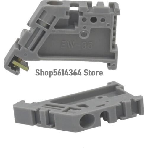 10 Pcs EW-35 Din Rail Screw Fixed Terminal Block End Stopper Clamps Gray