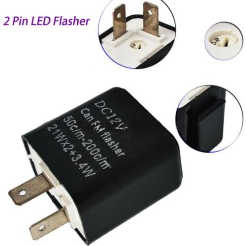 2 Pin Car Motorcycle LED Flasher Relay 12V Universal Electronic Adjustable Freauency LED Turn Signal Light Blinker Flasher Relay