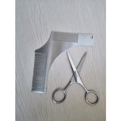 2pcs/set Beard Bro Beard Shaping Tool Sex Man Gentleman Beard Trim Template hair cut hair molding +Moustache scissor