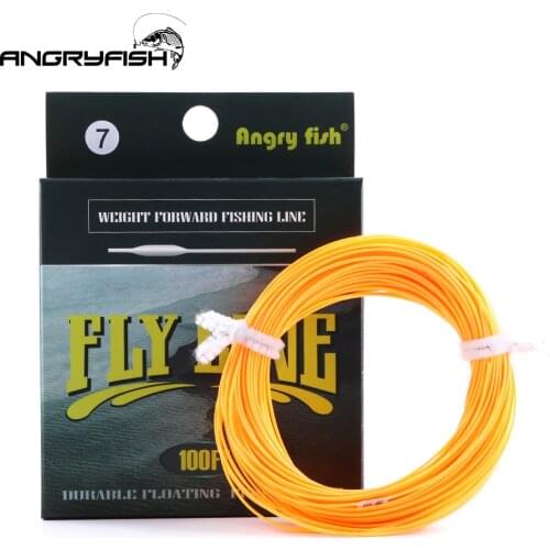 ANGRYFISH WF 5F/6F/7F 100FT Dloating Fly Fishing Line Weight Forward Floating Nylon Backing Line Tippet Tapered Leader Loop