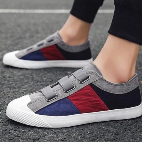 Basic High Quality Mens Canvas Shoes Patchwork Rubber Lace-up Mens Casual Shoes Lightweight Round Toe Male Sneakers Hot Sale