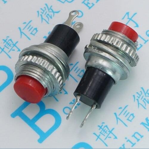 Free shipping 10PCS DS-314 Self reset 2PIN 10MM NO Red option 0.5A 125VAC