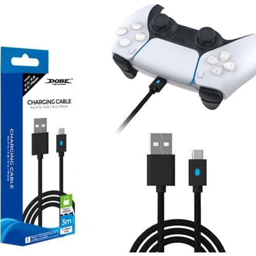 For Playstation5 Wireless Game Controller USB Charging line With Indicator For Switch PRO 3-Meter Charging cable assaccessories