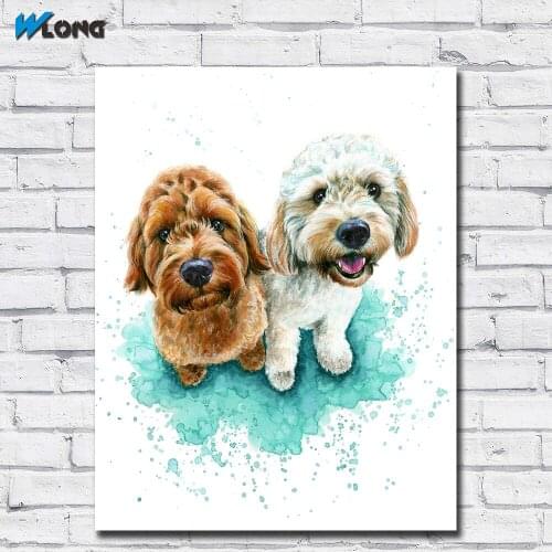 Large Size Printing Ink Animal Havana Curled Poodle Wall Pictures for Living Room Office Bedroom Modern Canvas Oil Painting