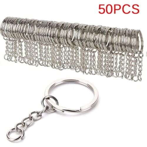 10/30/50/100Pcs Polished Silver Keyring Keychain Split Ring With Short Chain Key Rings Women Men DIY Key Chains Accessorie
