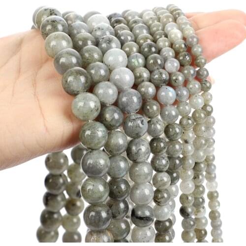 15" Strand Smooth Natural Labradorite Moonstone Beads Glittering Stone Beads Round Loose Beads For Jewelry Making 4/6/8/10/12mm